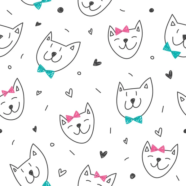 Smile cats faces pattern — Stock Vector
