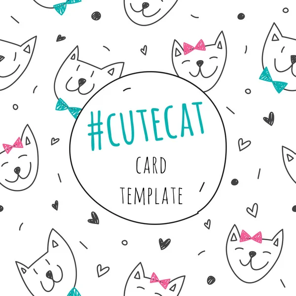 Sonrisa gatos caras tarjeta — Vector de stock