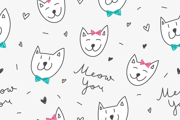 Macskák szerelem minta — Stock Vector