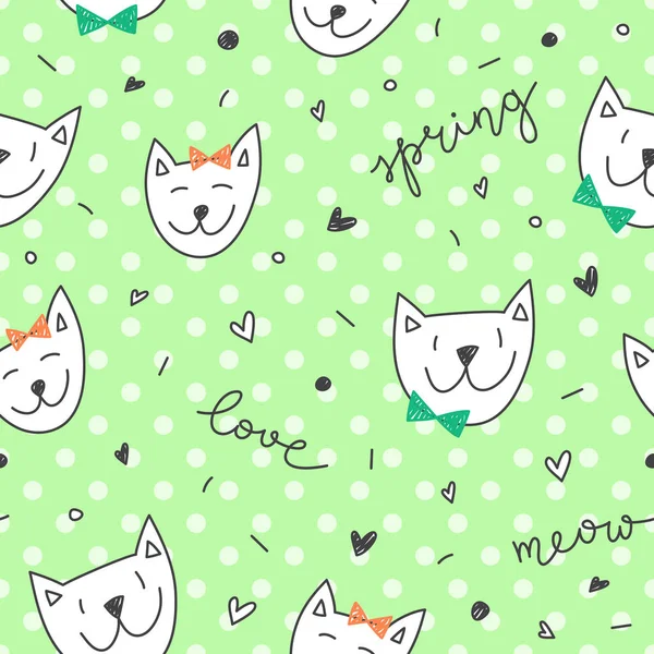 Patrón de gatos de primavera — Vector de stock