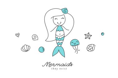 sevimli vektör deniz kızı