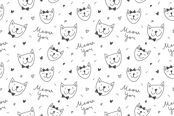 Cats in love pattern — Stock Vector