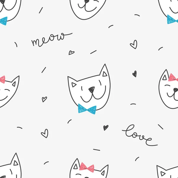Aranyos macskák arcok zökkenőmentes minta — Stock Vector