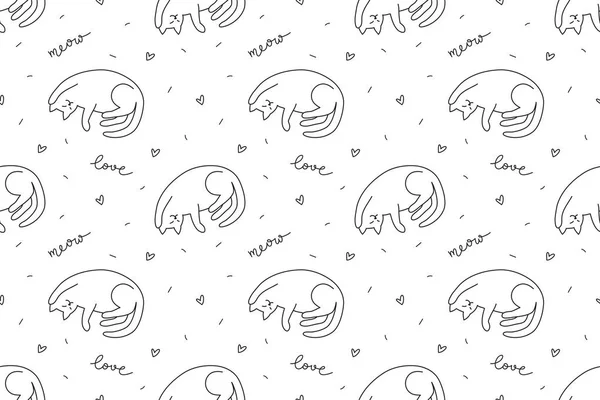 Hand drawn cats pattern — Stock Vector