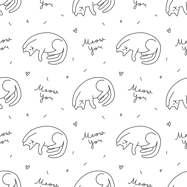 Hand drawn cats pattern — Stock Vector