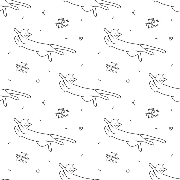 Hand drawn cats pattern — Stock Vector