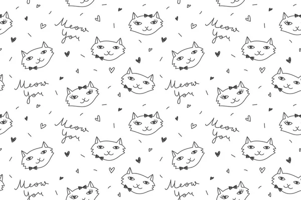 Cats in love pattern — Stock Vector