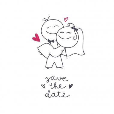 hand drawn bride and groom clipart