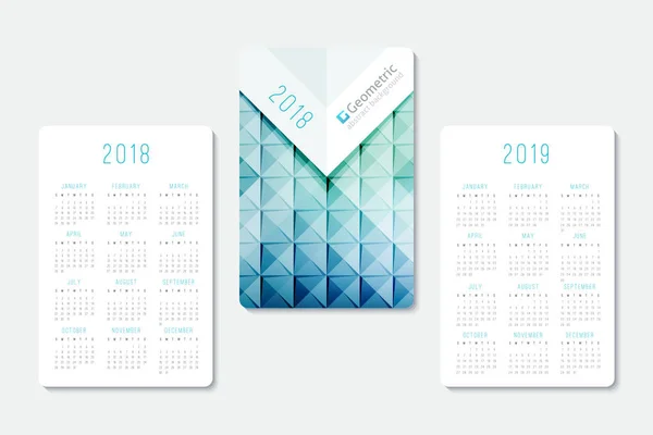 Modelo de calendário 2018 e 2019 — Vetor de Stock