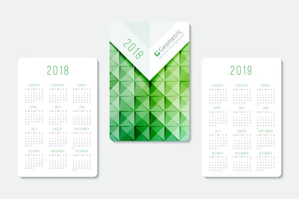 Calendario 2018 e 2019 modello — Vettoriale Stock