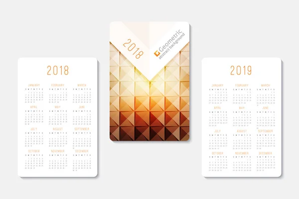 Calendario 2018 e 2019 modello — Vettoriale Stock