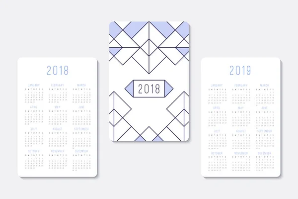 Modelo de calendário 2018 e 2019 — Vetor de Stock