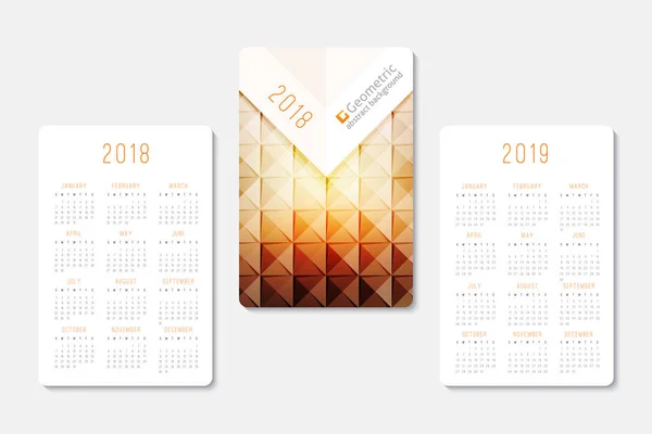 2018 と 2019 のカレンダー テンプレート — ストックベクタ