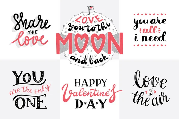 Lettering for valentines day, quotes about love — ストックベクタ