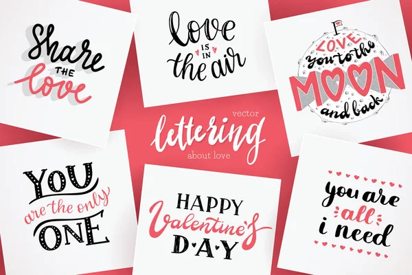 Lettering for valentines day, quotes about love — Stockový vektor