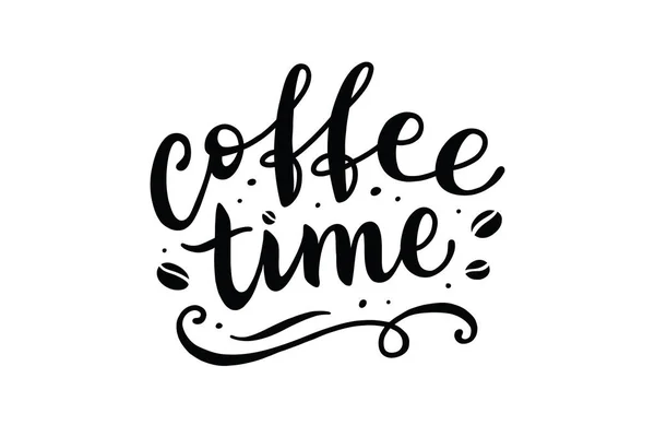 Coffee time, vector lettering on white background — 스톡 벡터