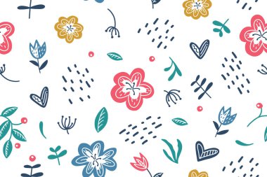 vektör yaz çiçekli beyaz desenli