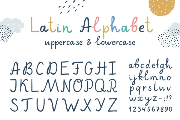 Vecteur drôle enfants latins alphabet dessiné à la main — Image vectorielle