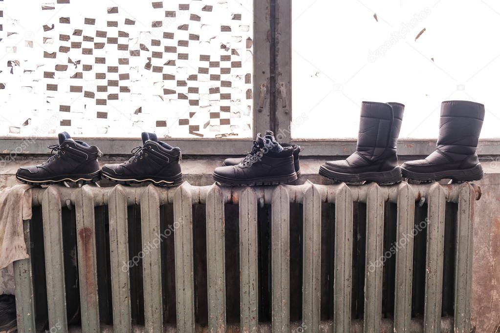 shoes on the radiator