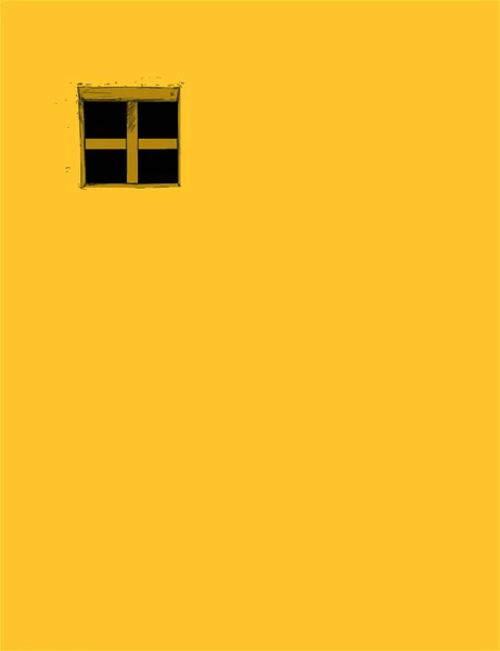Fönster på gul vägg i vintage stil. Fönstret gamla klassiska gula background.vector bakgrund av gamla house.drawings konst. — Stock vektor