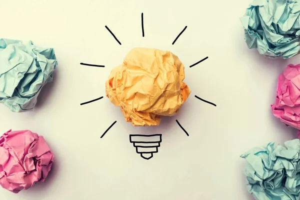 Creative idea.Concept of idea and innovation with paper ball — Stock Photo, Image