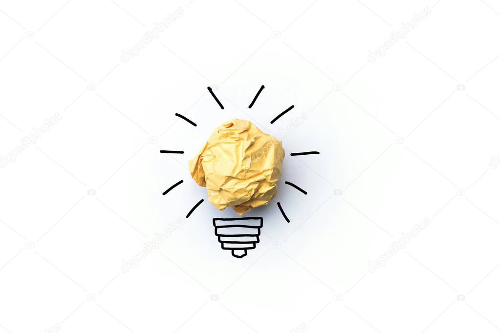 creative idea.Concept of idea and innovation with paper ball