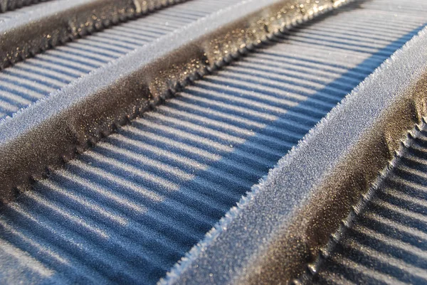 Frozen metal roof panels — Stock Photo, Image