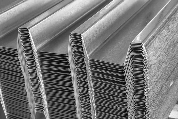 Galvanized steel corrugated roof profile — Stok Foto