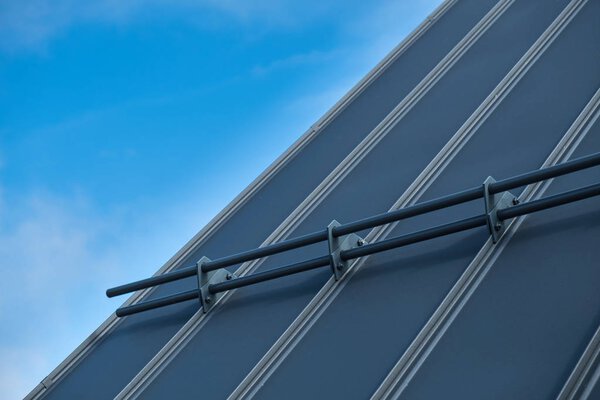 Standing seam metal roof close up