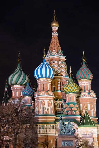 Saint Basil Cathedral Moskwie Rosji Oświetlony Nocą — Zdjęcie stockowe