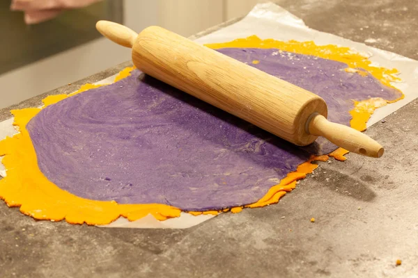 Making Orange and Purple Spiral Cookies