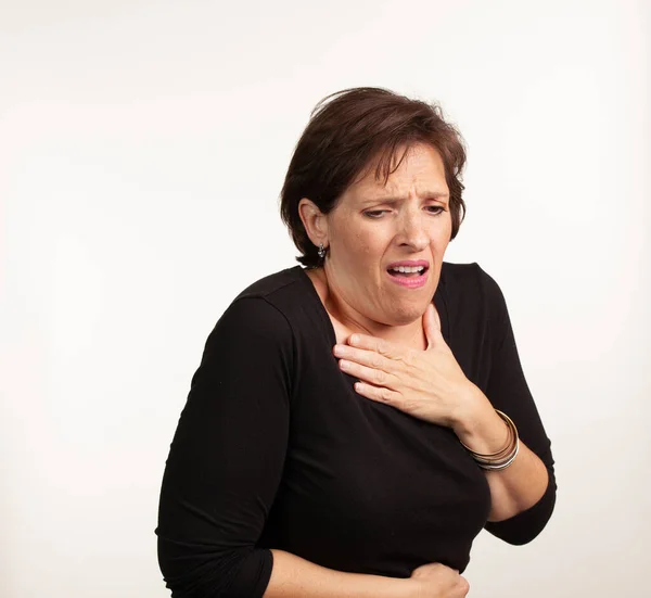 Woman feeling unwell or upset