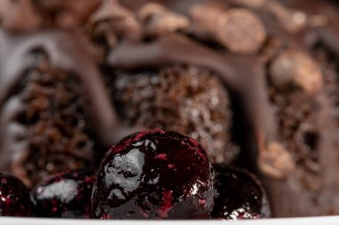 Yaban mersinli küçük çikolatalı kek yakın çekim. Yabanmersinli. Zengin hoşgörülü çöl konsepti resim serisi.