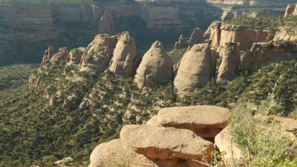 Panning Clip Sandstone Rock Formation Known Coke Ovens Huge Canyon — Stock Video