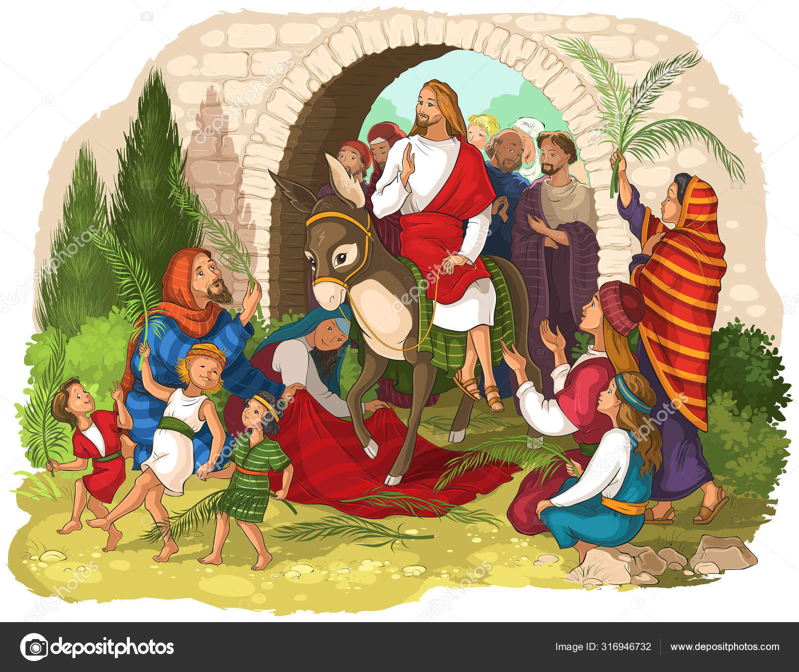 Entry Our Lord Jerusalem Palm Sunday Jesus Christ Riding Donkey Stock ...