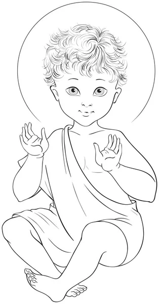 Baby Jesus Seated Vector Cartoon Coloring Page Royalty Free Stock Vectors