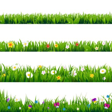 Çim ve çiçek kenarlık kümesi