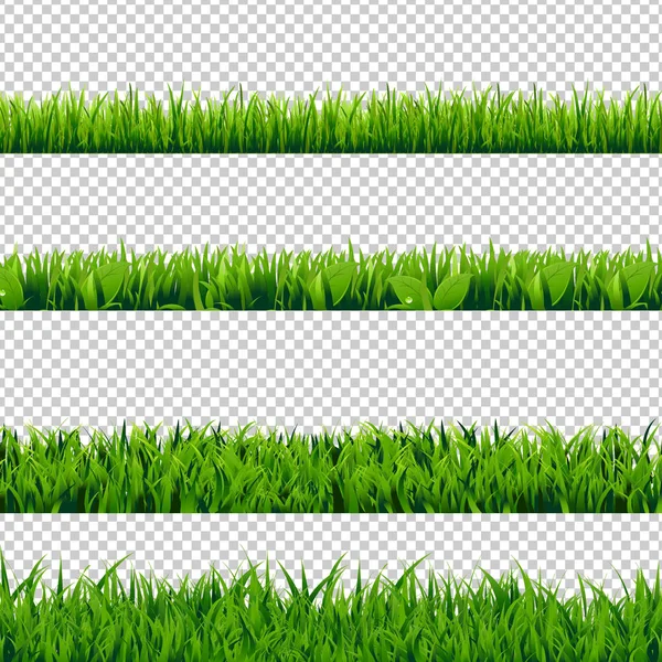 Uppsättning av grönt gräs gränser — Stock vektor