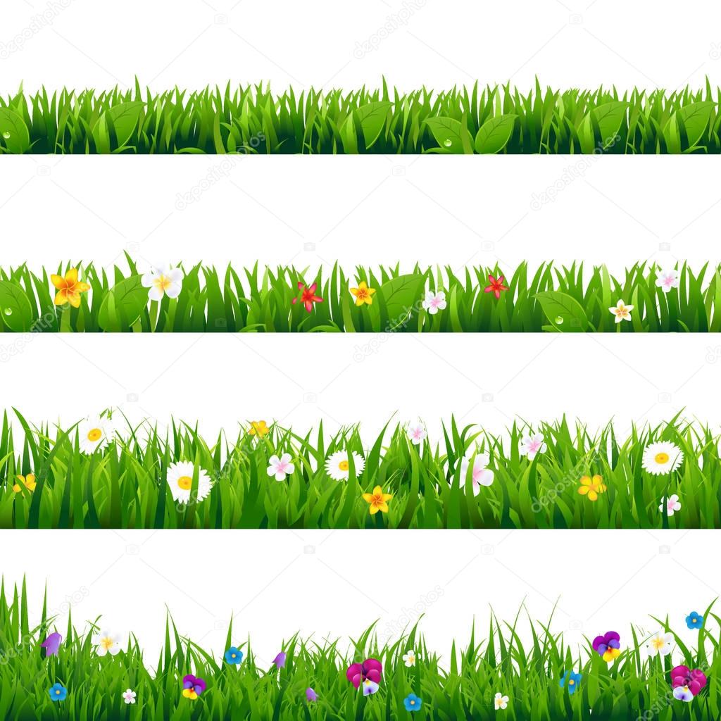 Grass And Flowers Border Set