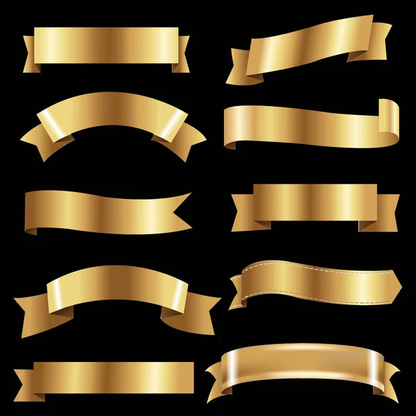 Golden Ribbons Set — Stock Vector