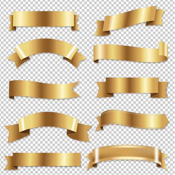 Golden Ribbons Set — Stock Vector