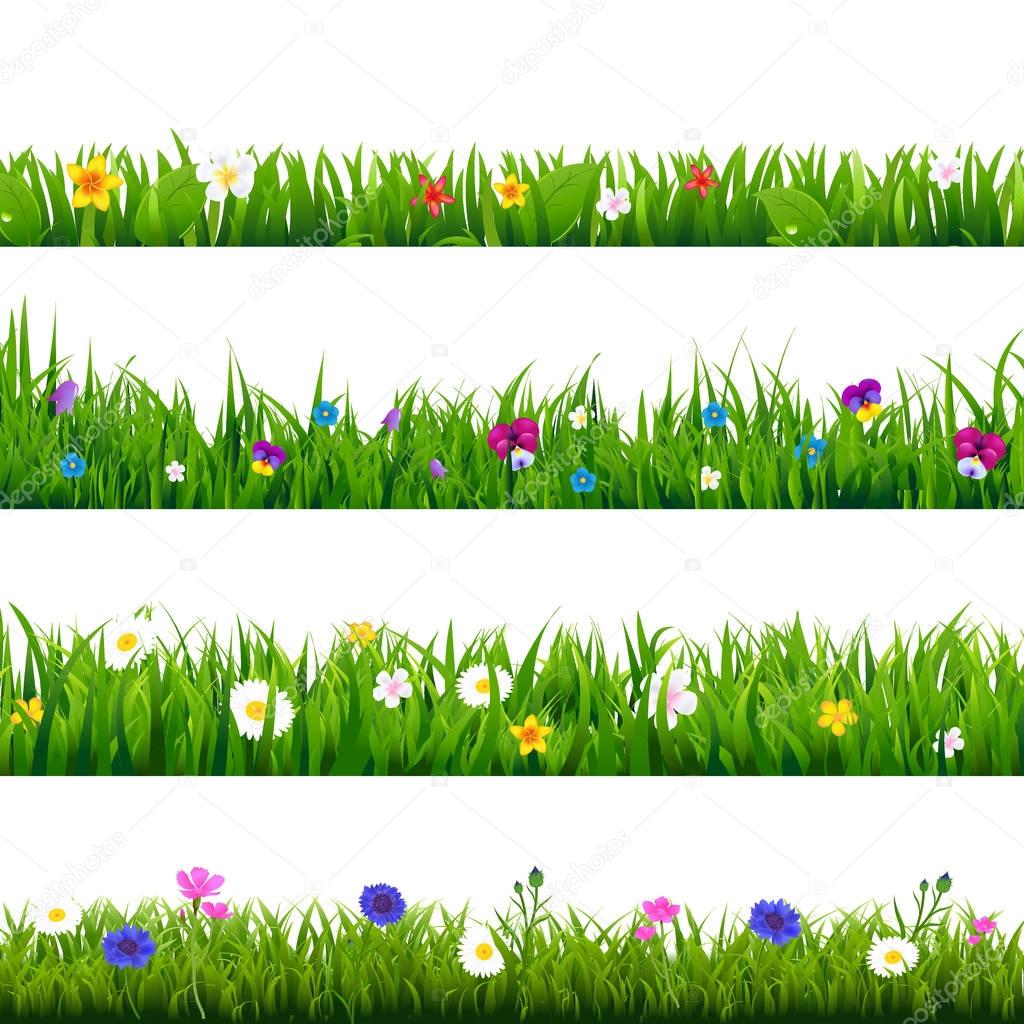 Grass And Flowers Border Set