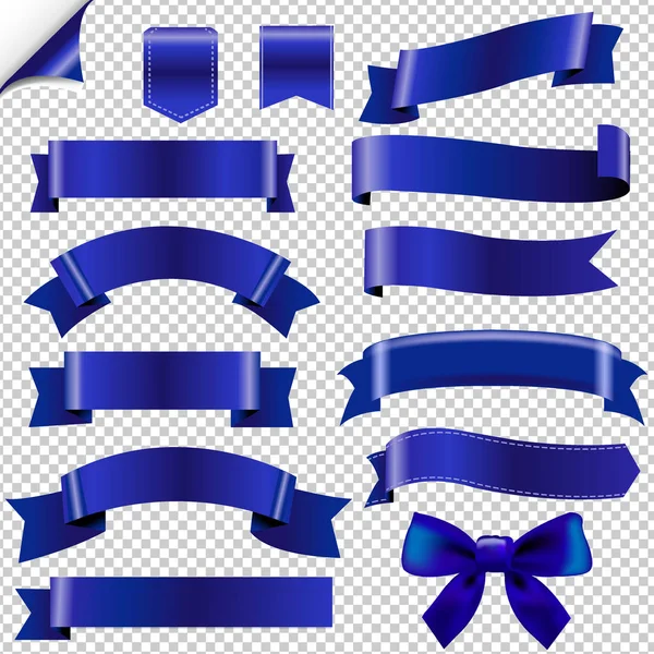 Ensemble de grands rubans bleus — Image vectorielle