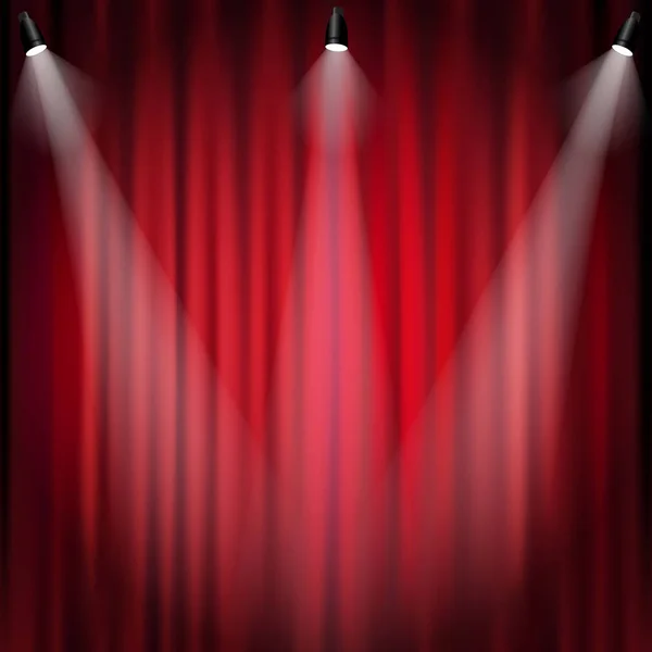 Spotlight and red curtain — Stock Vector