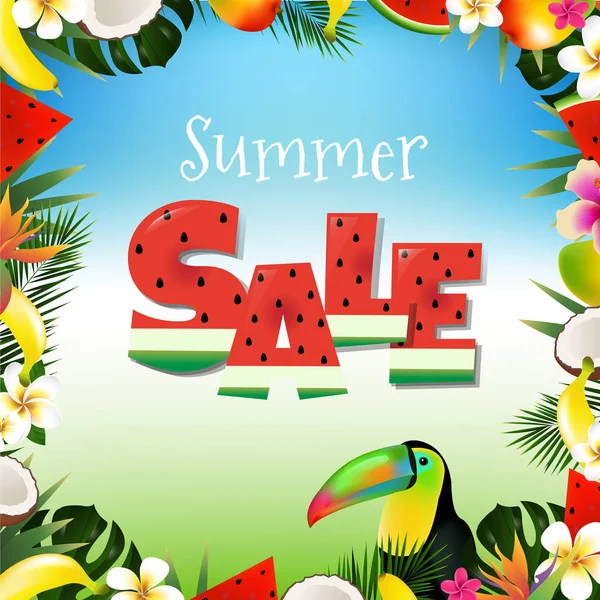 Manifesto di vendita estate con Toucan — Vettoriale Stock