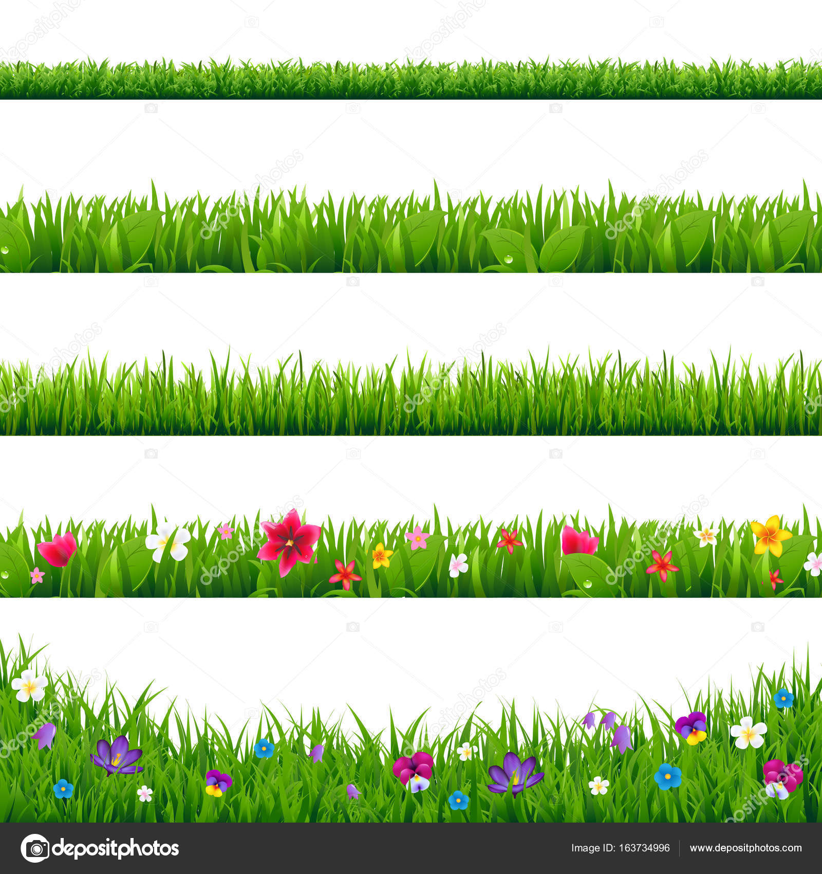 Download Grass Borders Set — Stock Vector © barbaliss #163734996