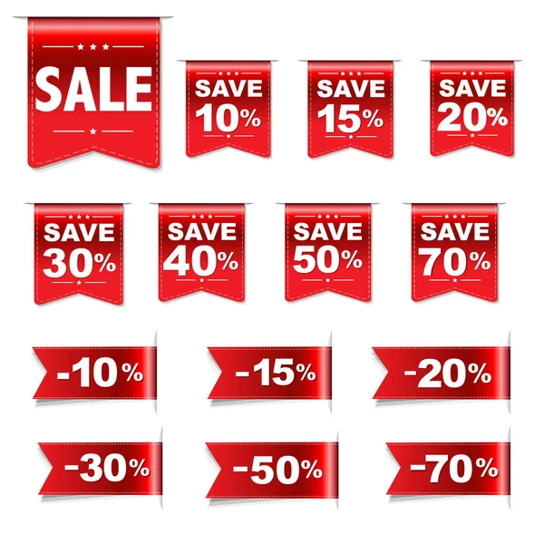 Discount Red Labels Set — Stock Vector