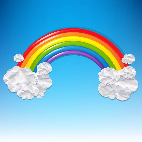 Nubes y colorido arco iris — Archivo Imágenes Vectoriales