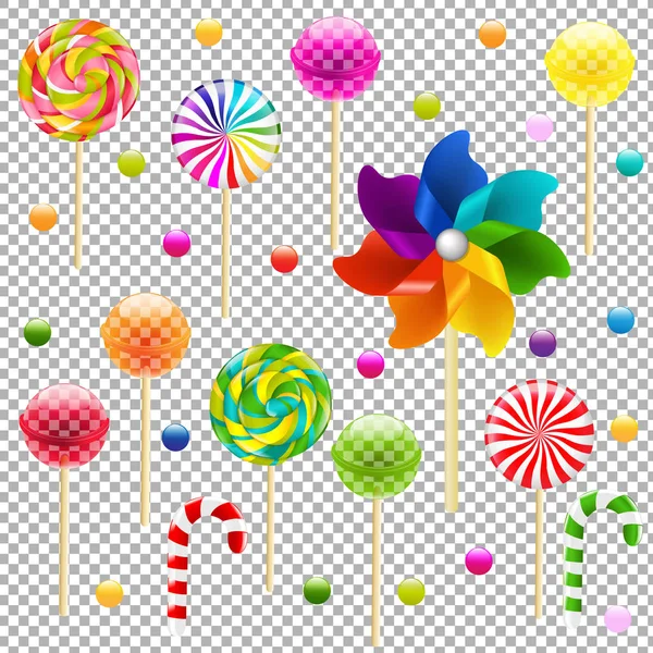 Lollypop Set With Pinwheel — Stock Vector