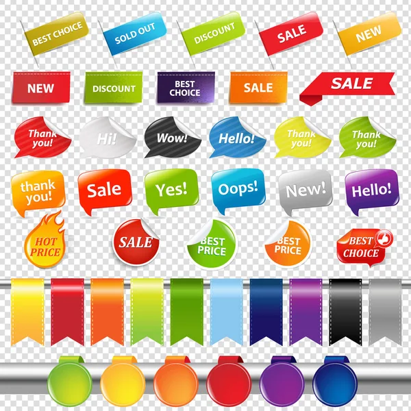 Uppsättning färg försäljning klistermärken och etiketter — Stock vektor